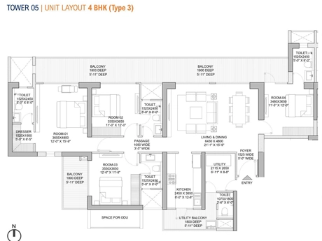 4 BHK Large